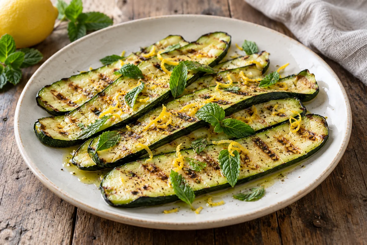Courgettes grillées au citron et à la menthe