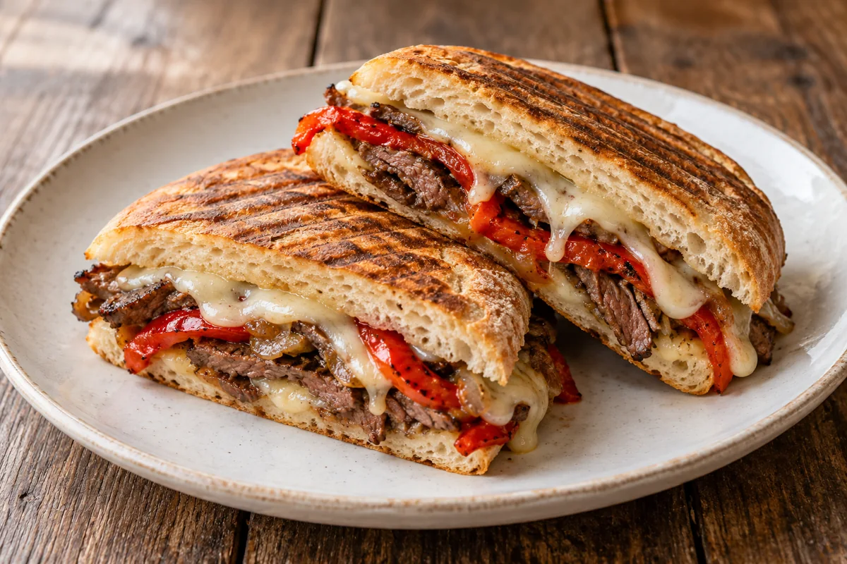 Panini au steak, poivron et provolone
