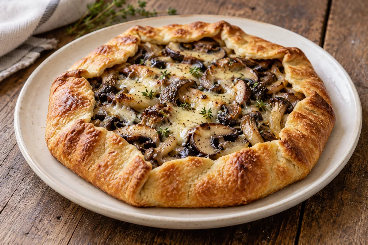 Tarte-galette aux champignons et comté