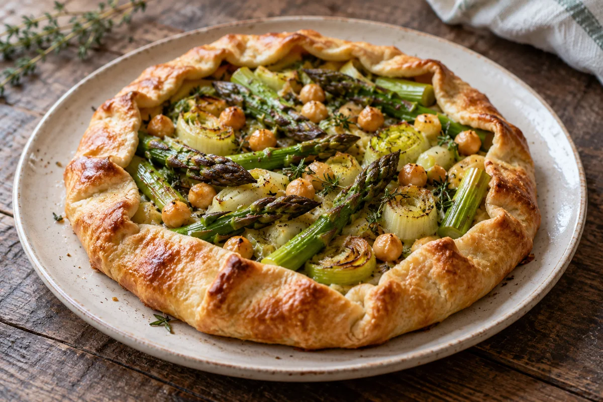 Tarte-galette rustique aux légumes verts