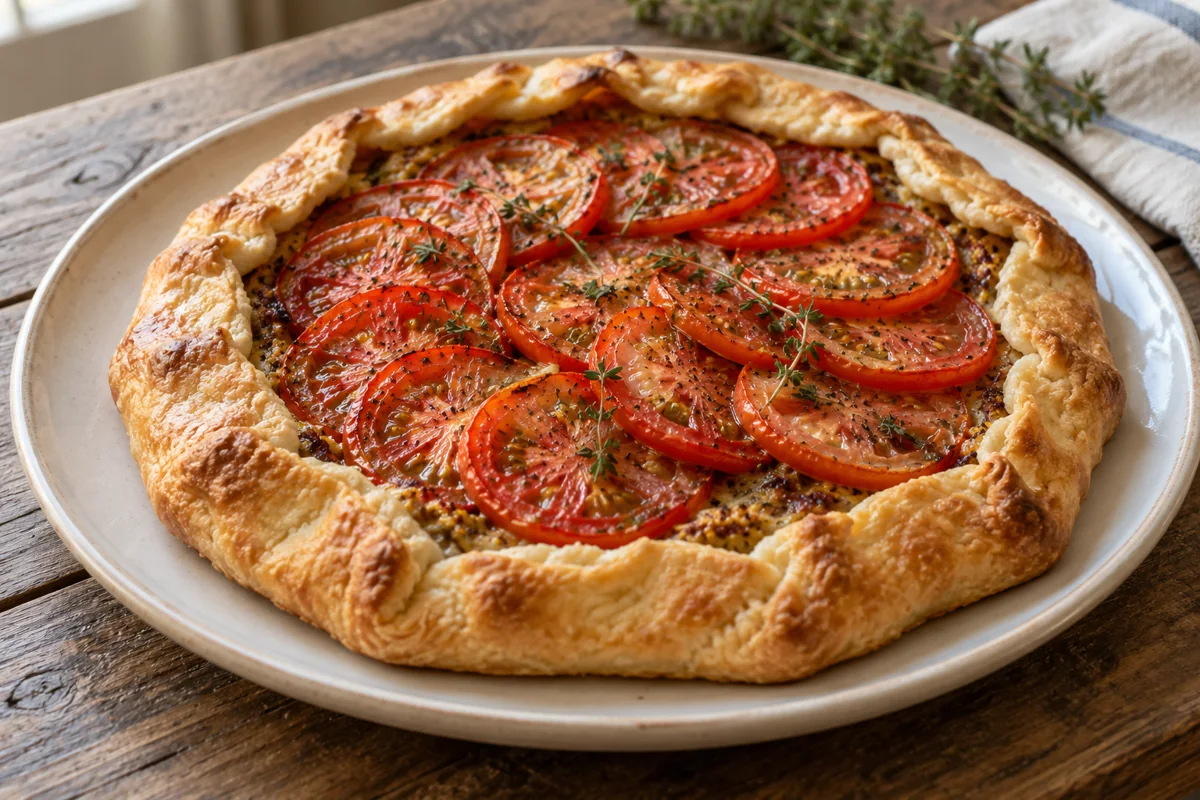 Tarte-galette rustique aux tomates et moutarde