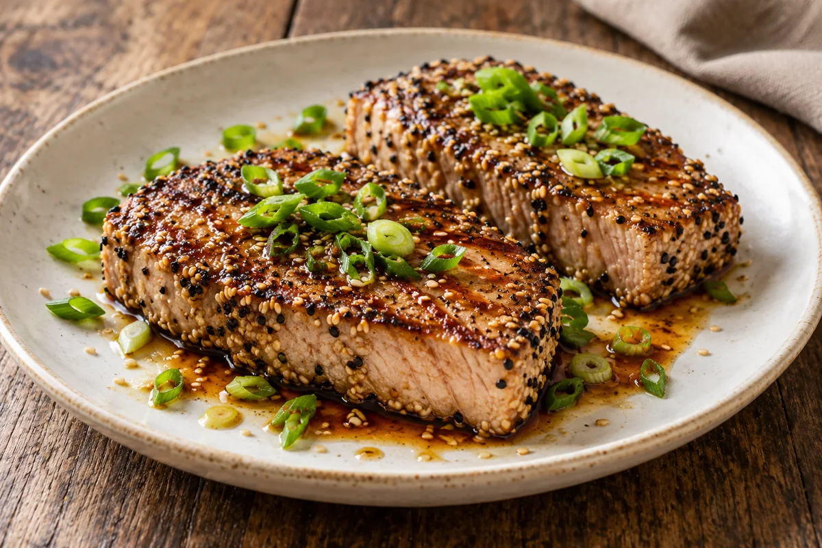 Thon grillé façon tataki, sésame et soja