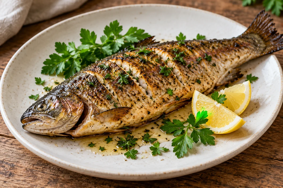 Truite grillée au citron et persil