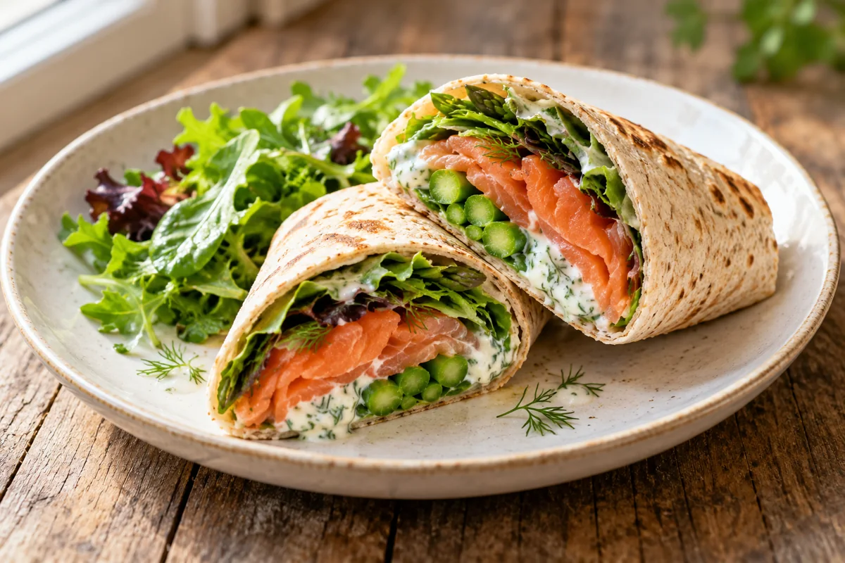 Wrap au saumon fumé et asperges