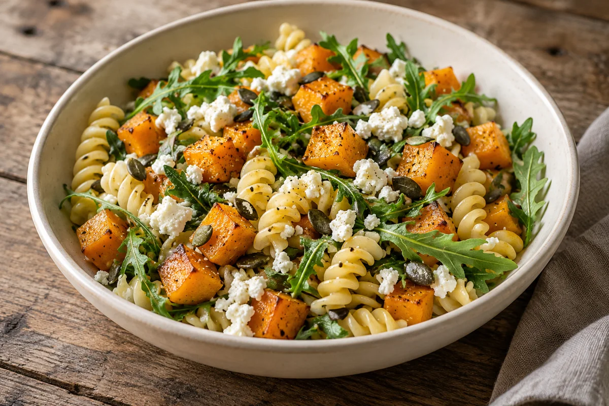 Salade de pâtes au potimarron et à la feta