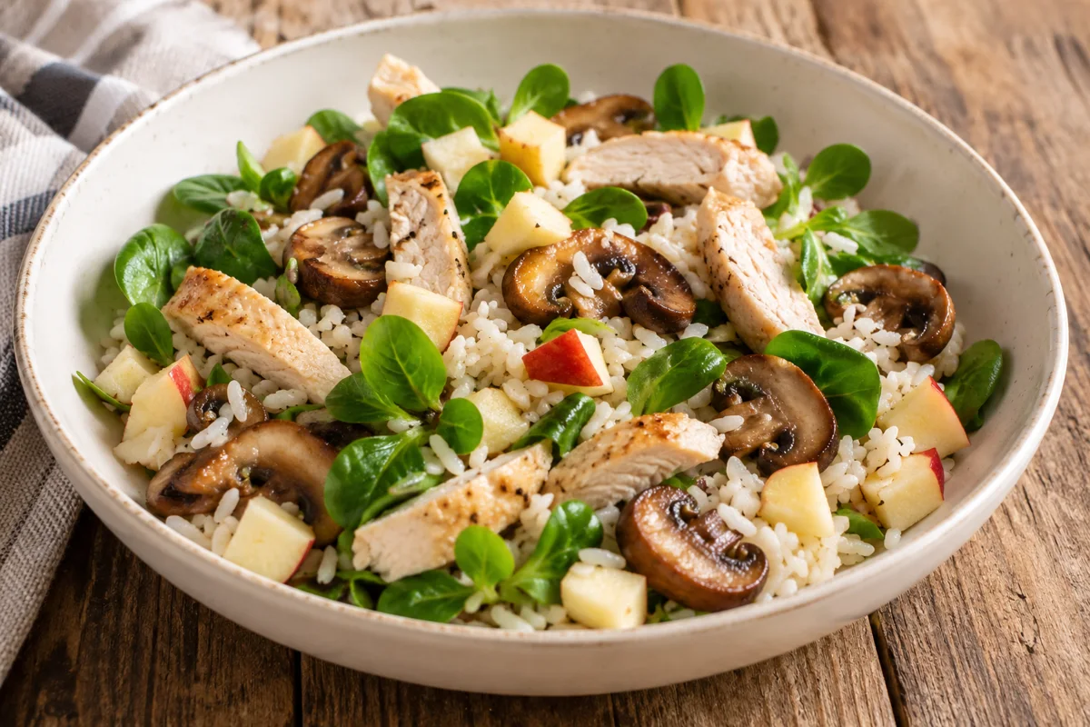 Salade de riz à la dinde et aux champignons