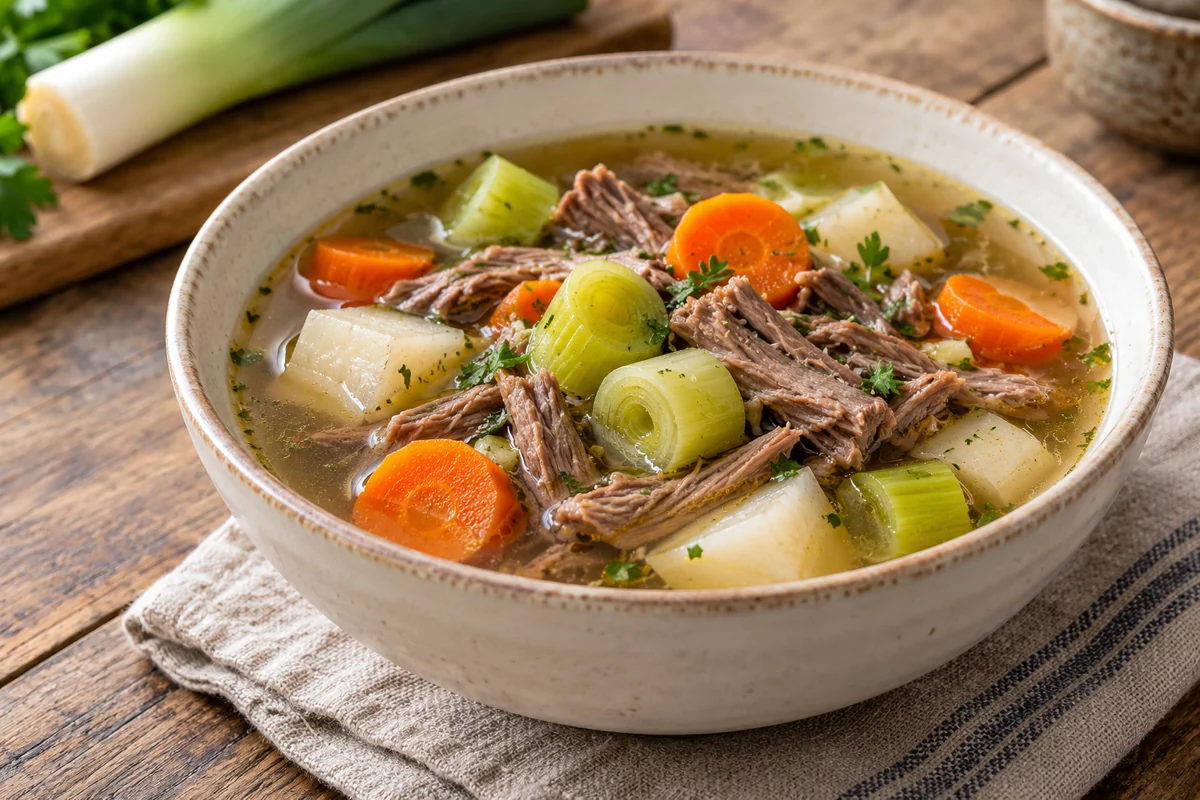Bouillon de bœuf aux légumes racines