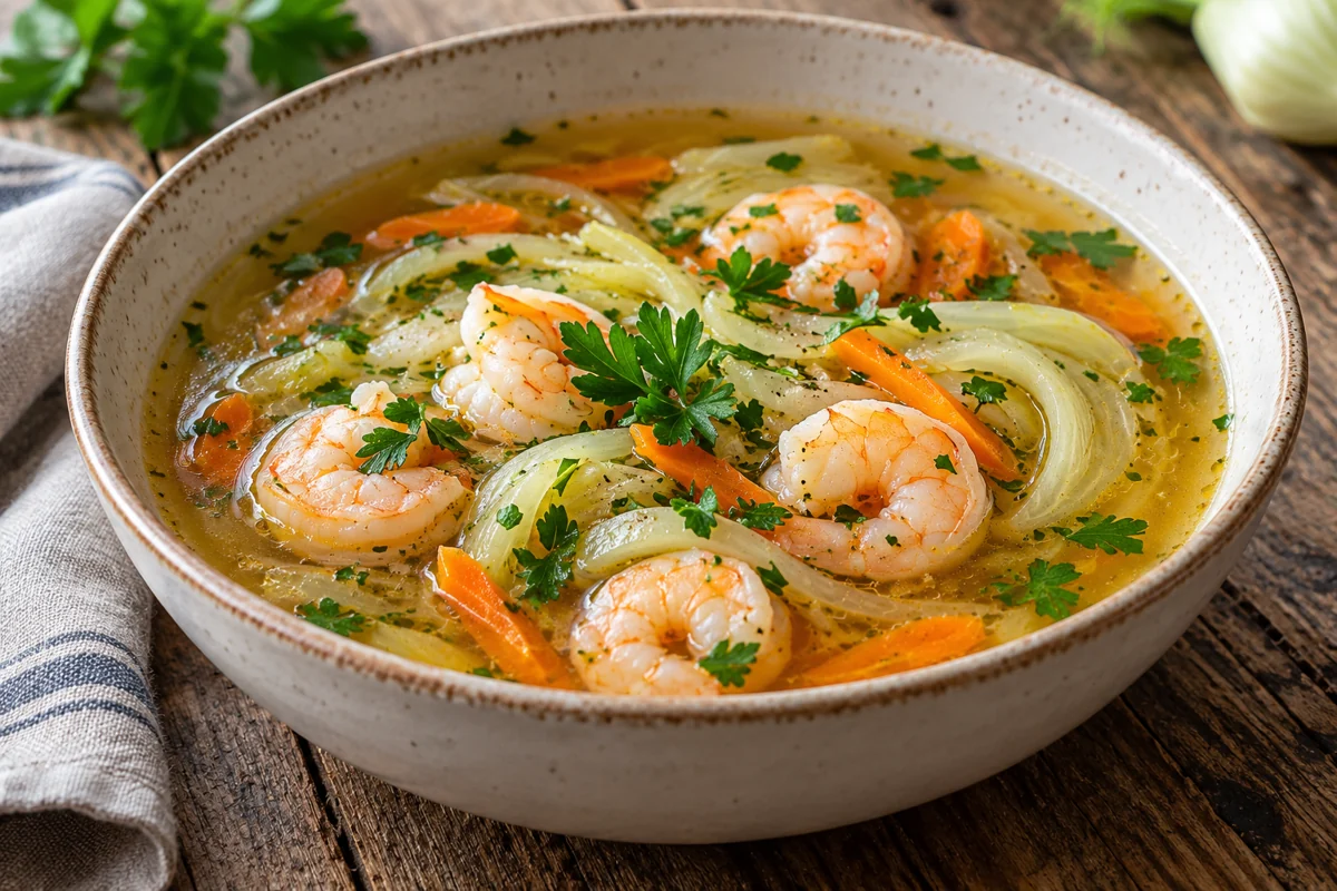 Bouillon de crevettes au fenouil
