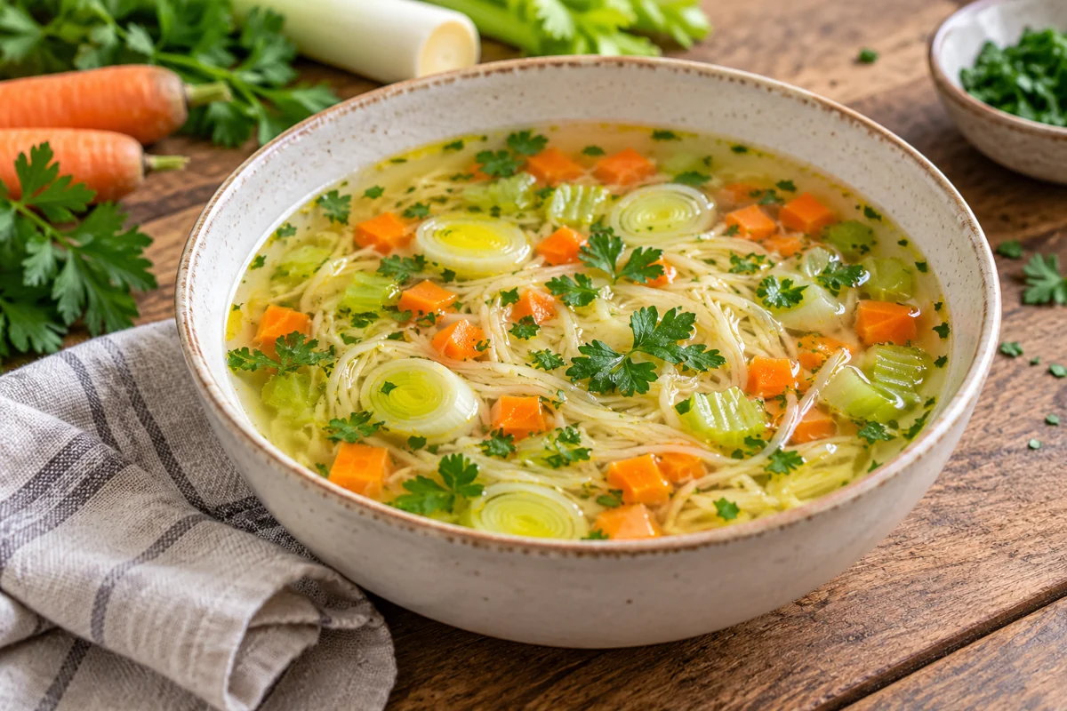 Bouillon de poireaux aux vermicelles