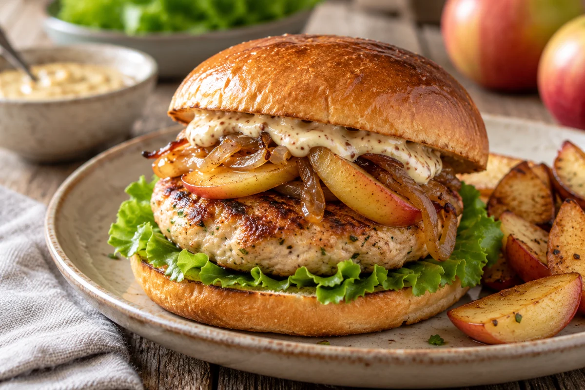 Burger de dinde à la pomme et à la moutarde
