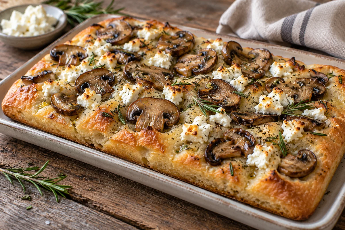Focaccia aux champignons et au chèvre
