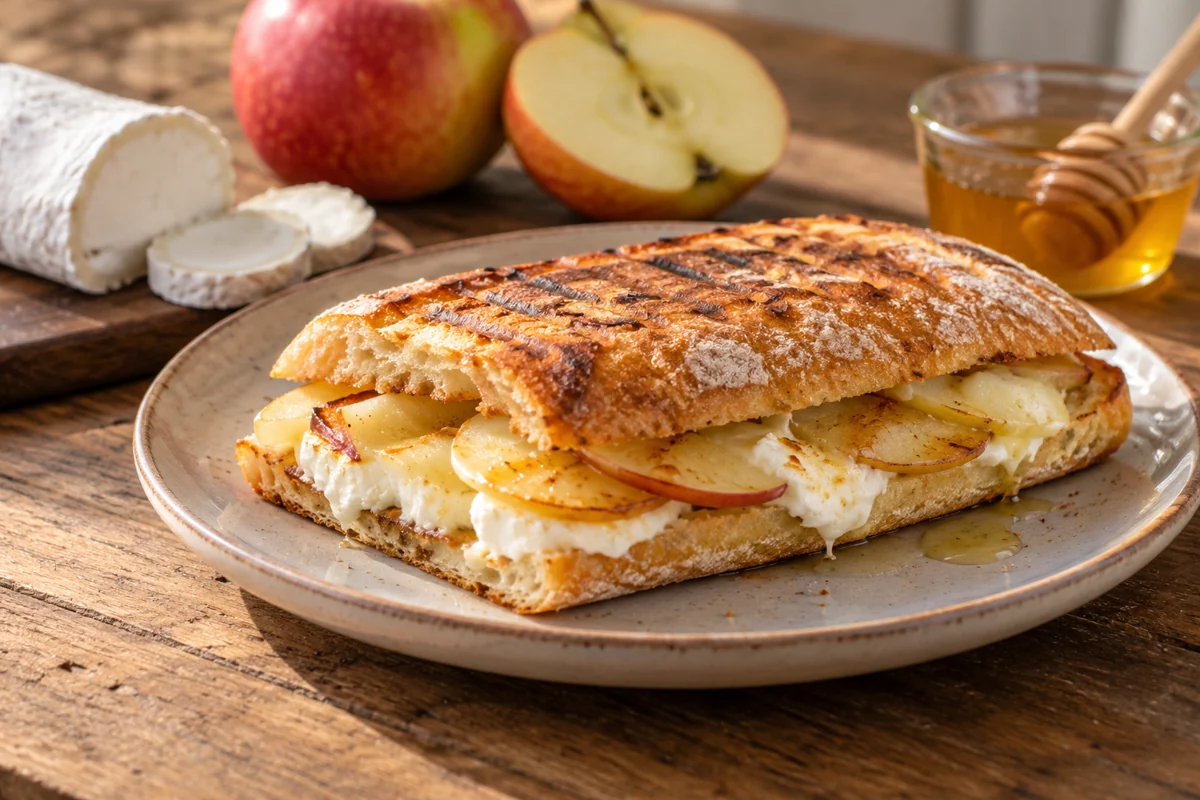 Panini au chèvre, à la pomme et au miel