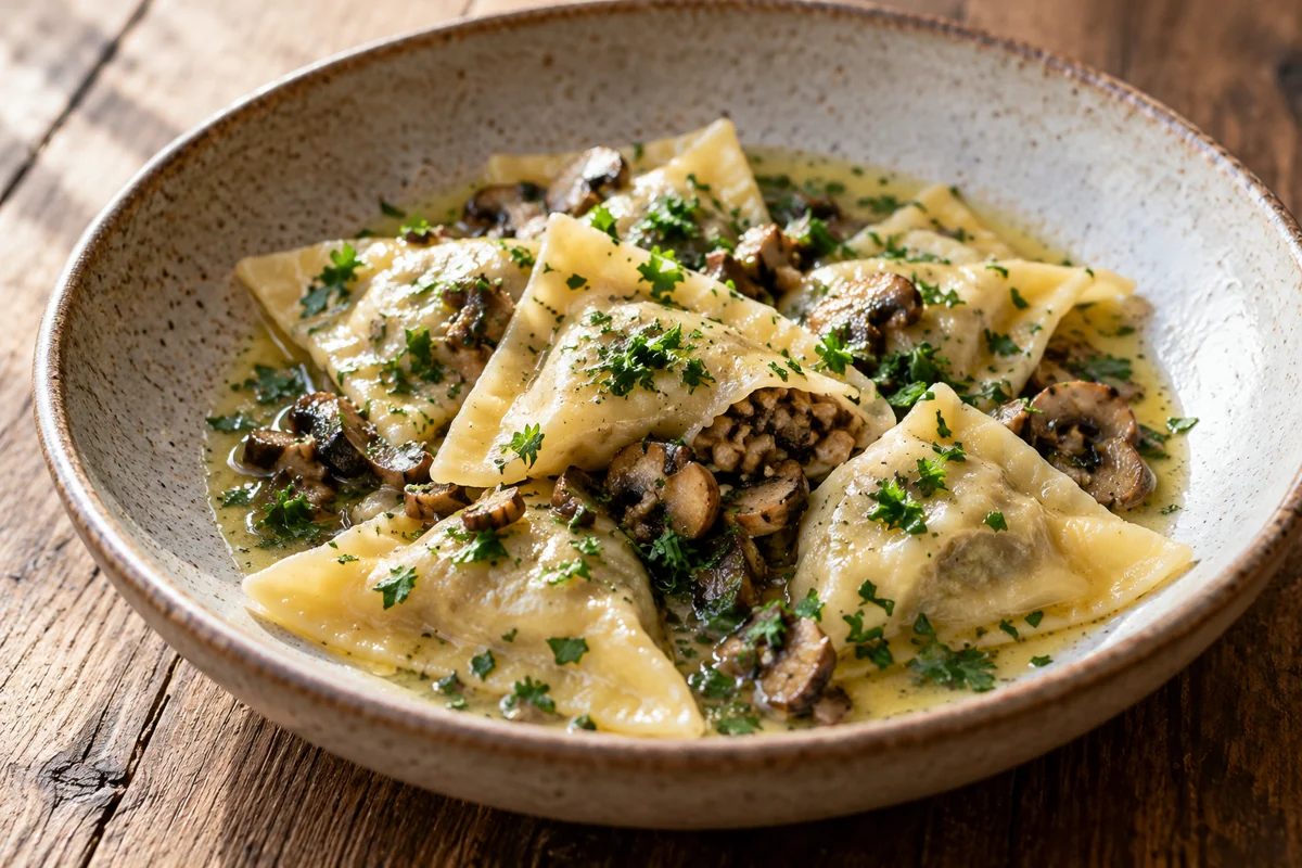 Ravioles de champignons au persil