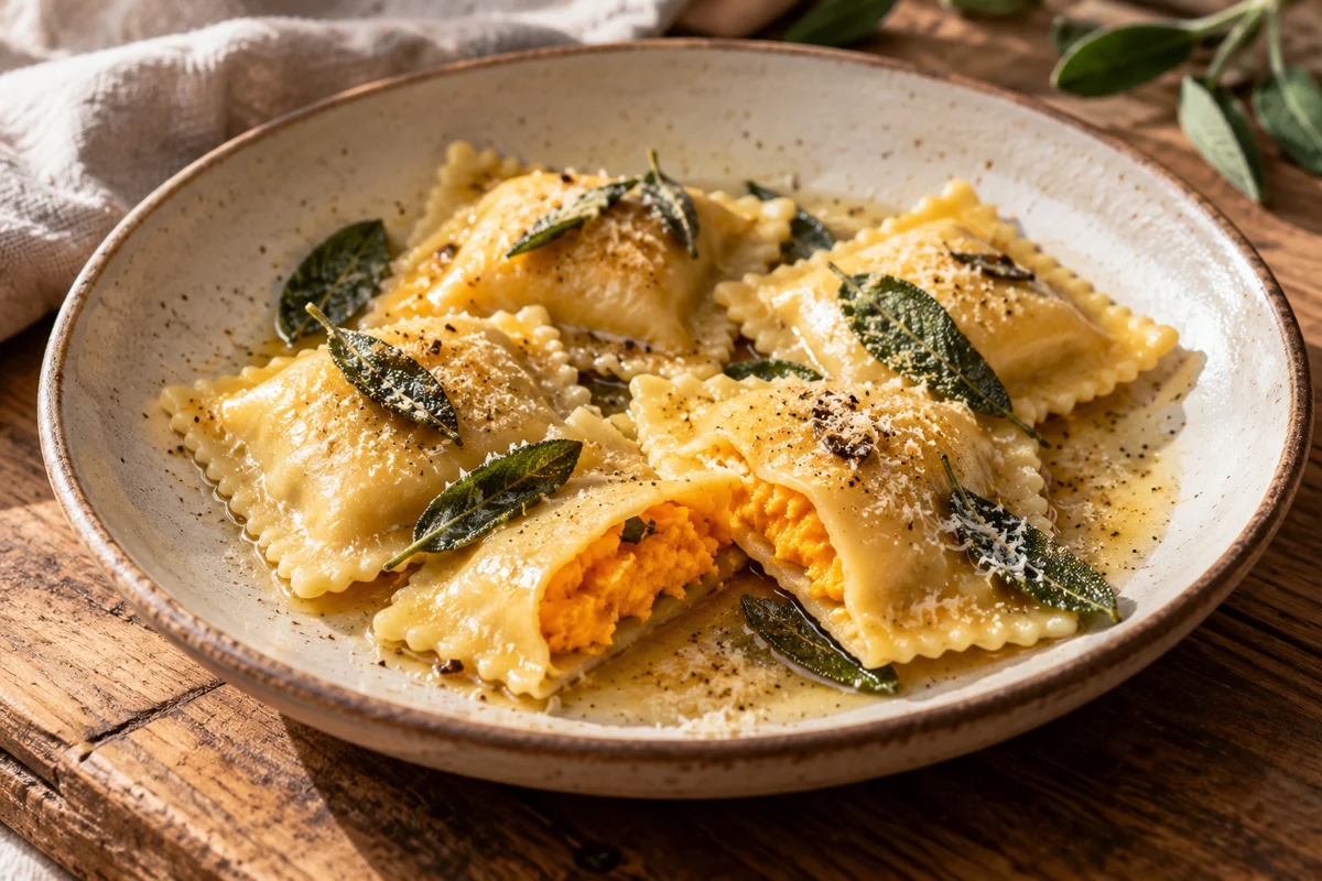Ravioles de potimarron et ricotta au beurre de sauge