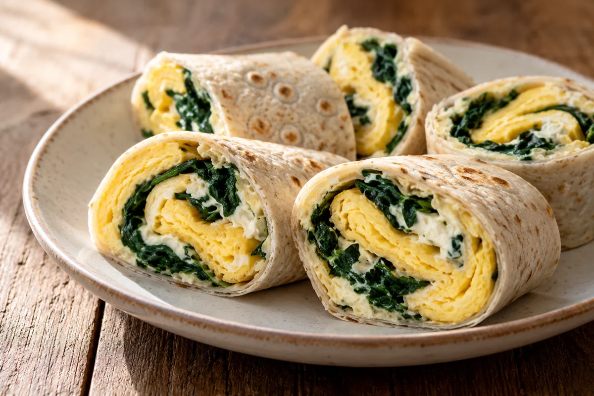 Wrap à l’omelette et aux épinards