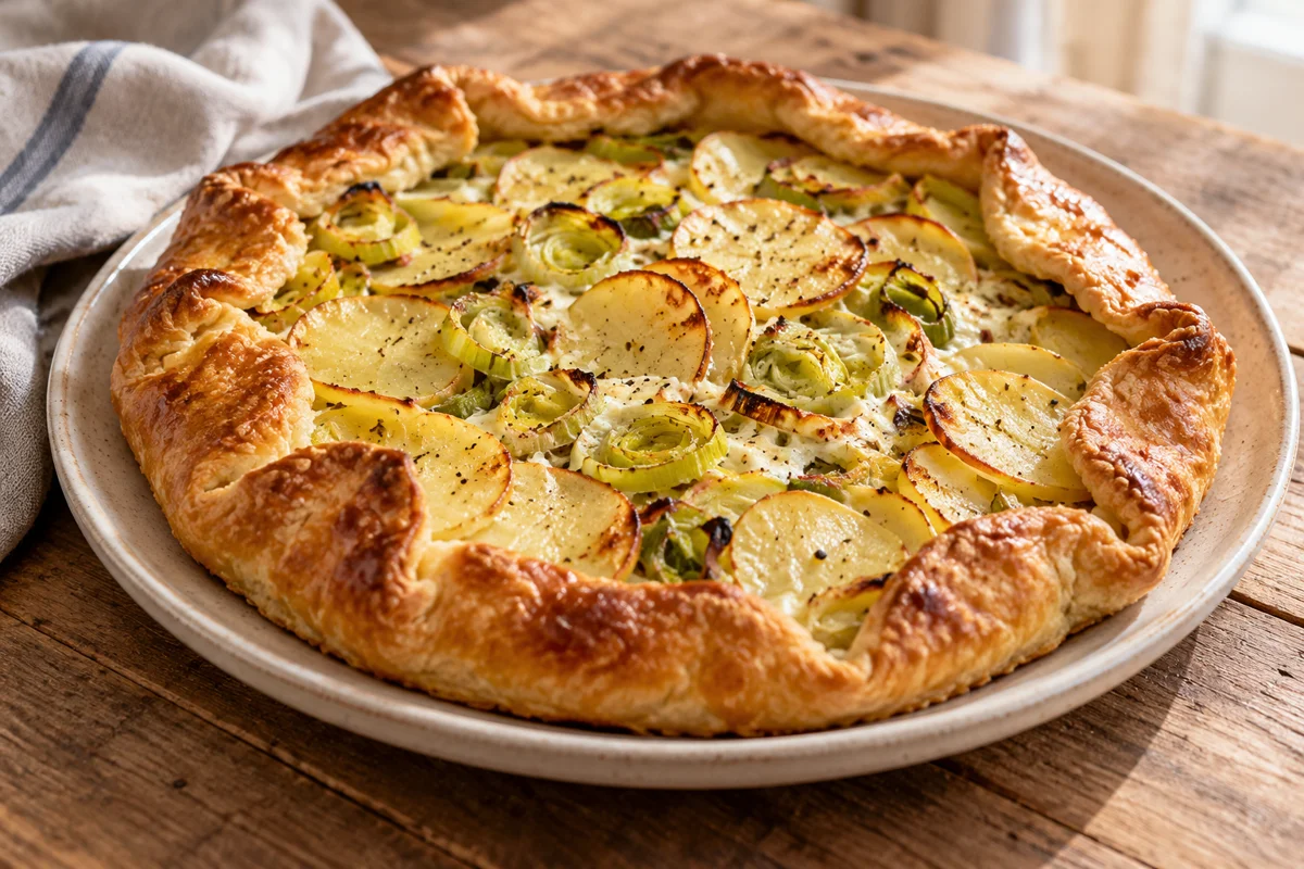 Tarte rustique aux poireaux et pommes de terre