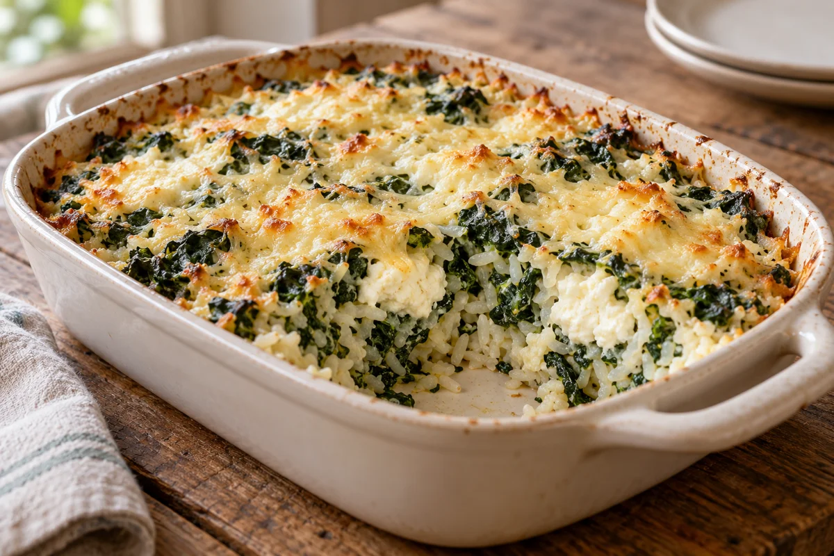 Gratin de riz aux épinards et à la ricotta