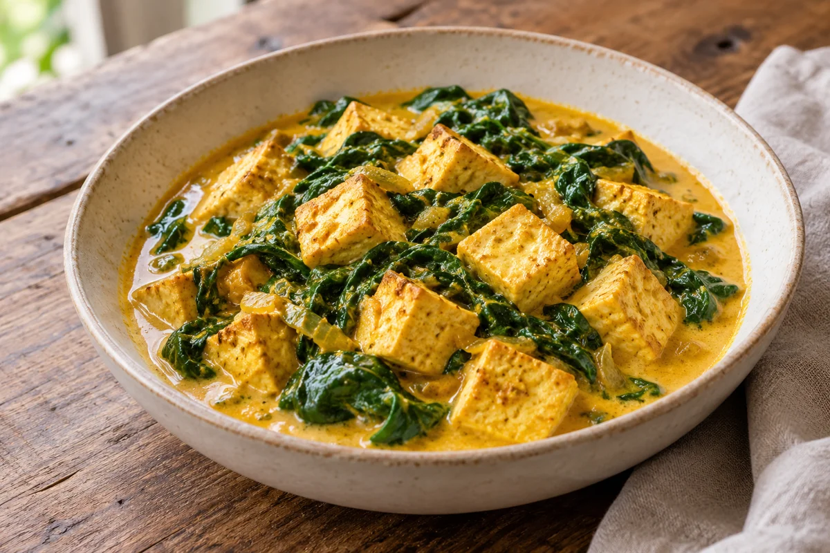 Curry de tofu aux épinards et au lait de coco