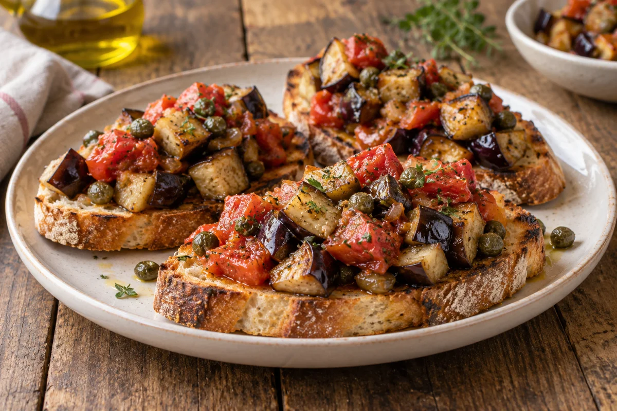 Bruschetta aux aubergines et câpres