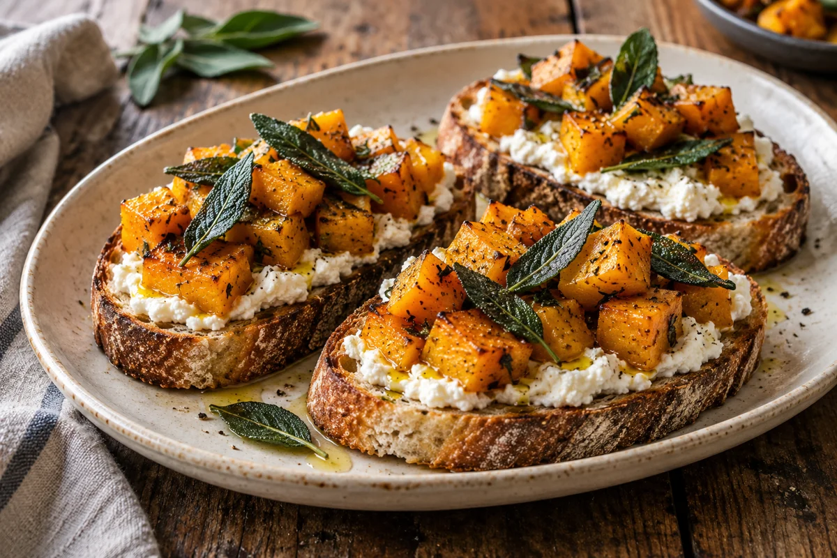 Bruschetta potimarron, sauge et ricotta