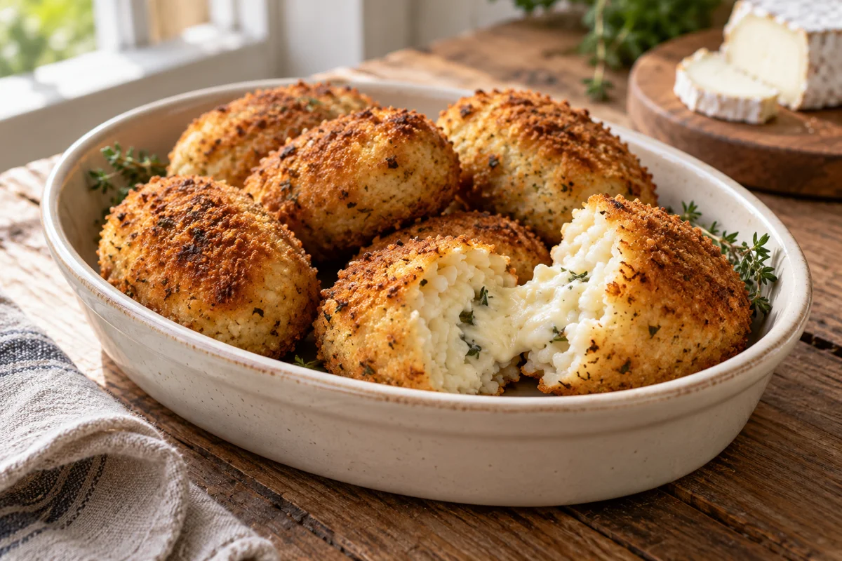 Croquettes de riz au chèvre et aux herbes