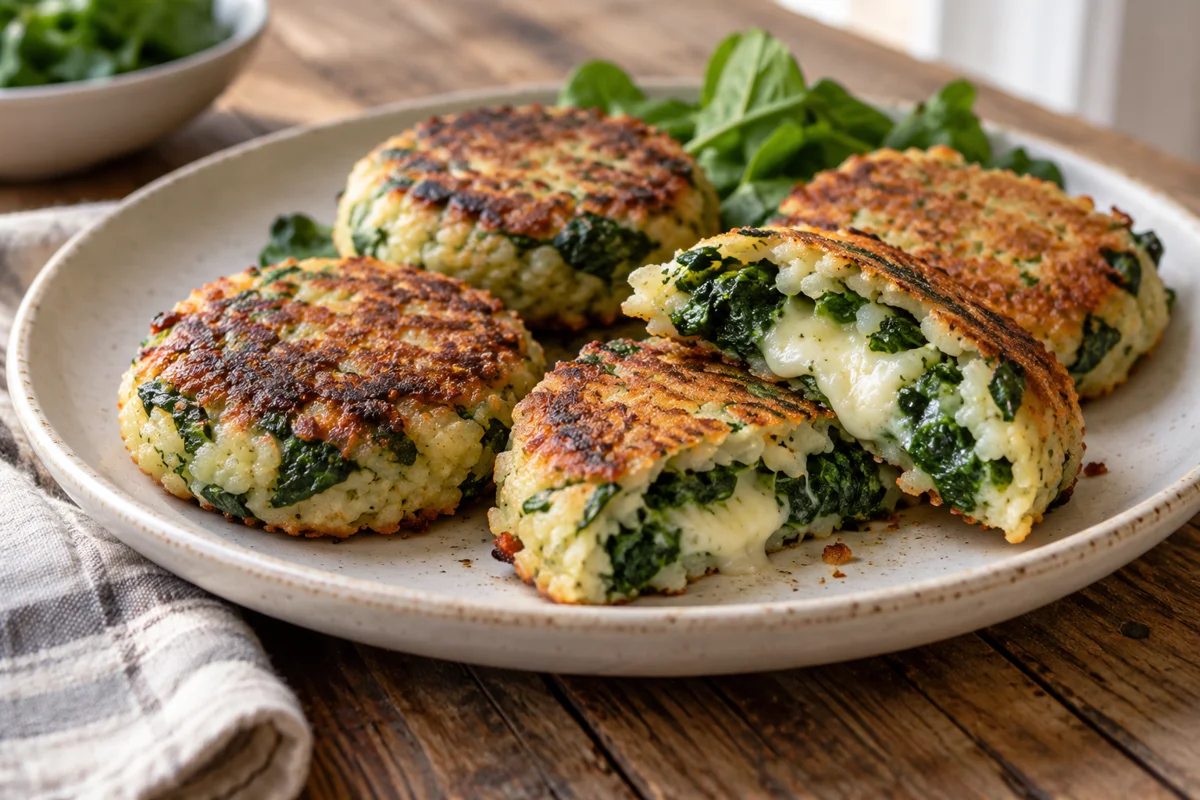 Galettes de riz aux épinards et fromage frais