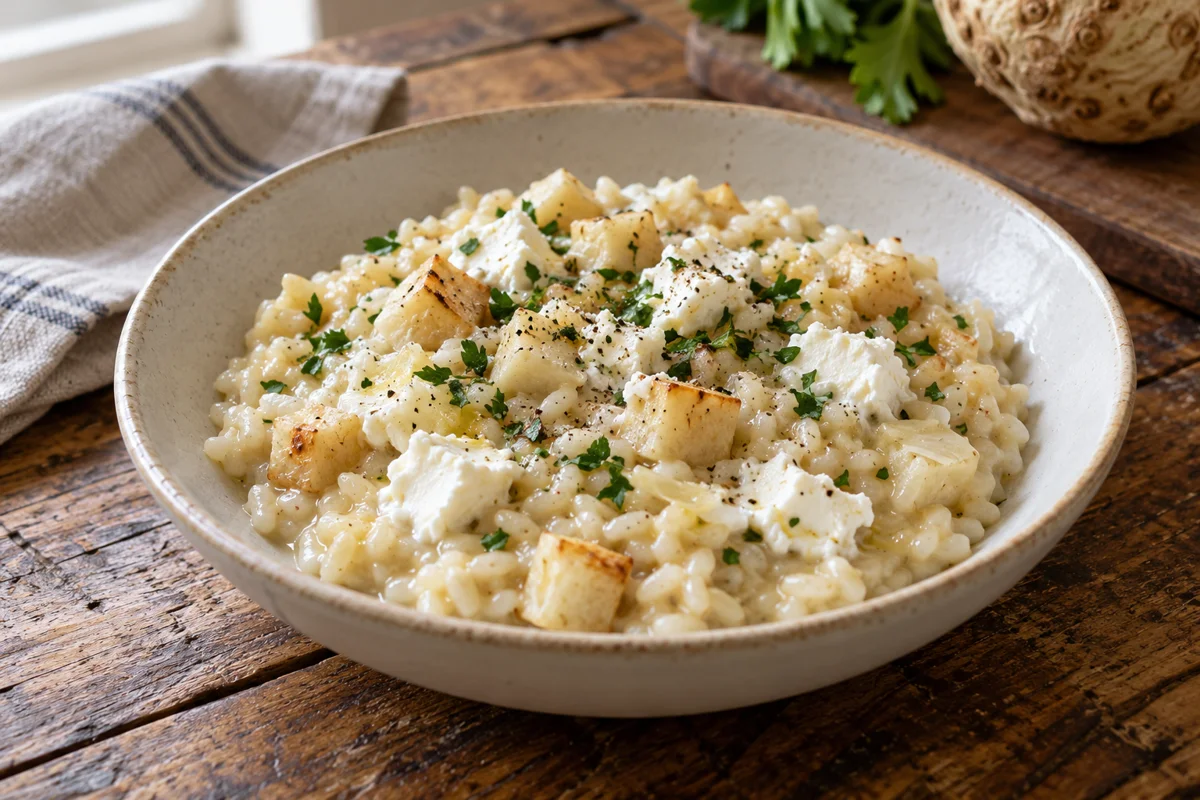 Risotto au céleri et au chèvre frais