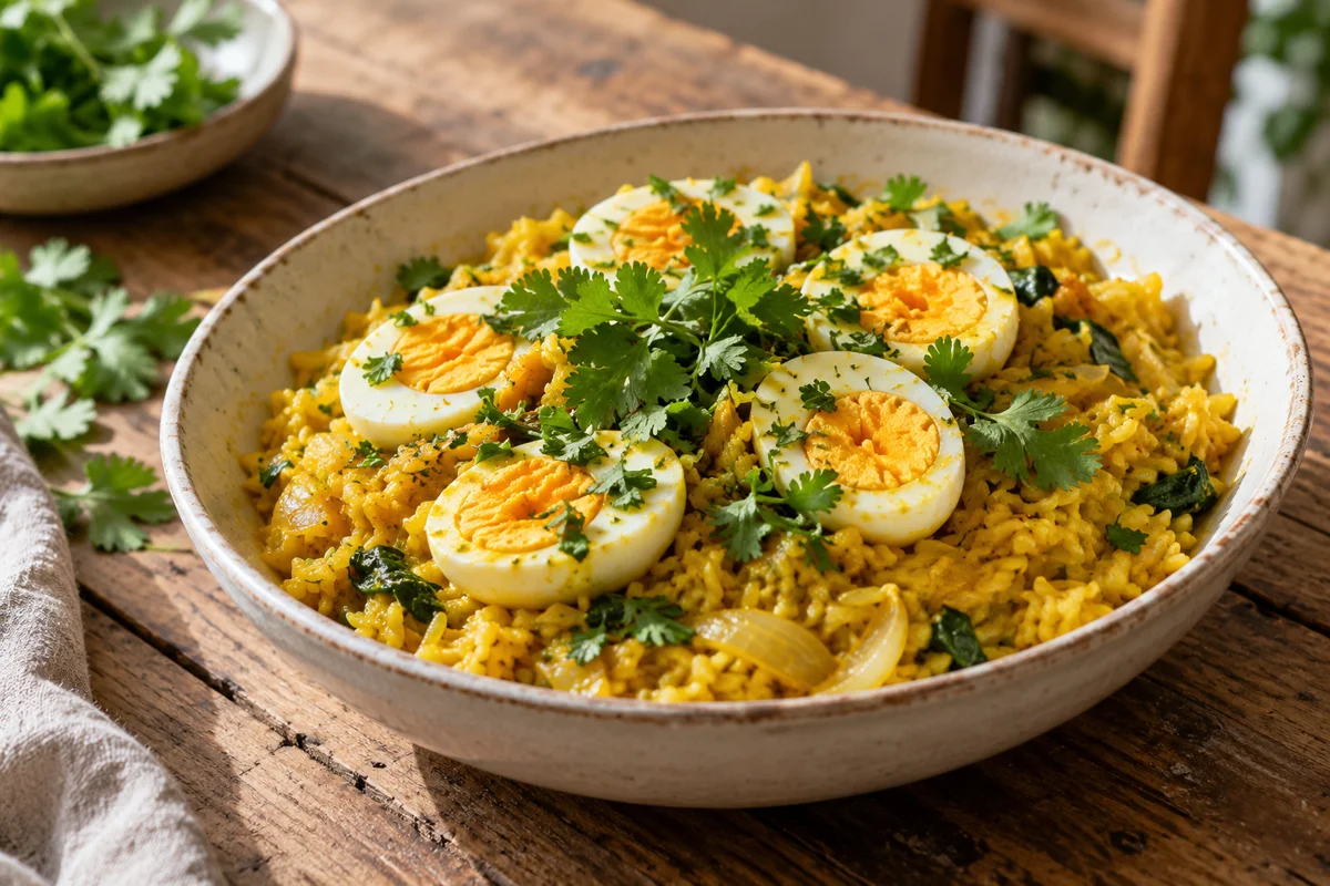 Riz coco doré aux œufs