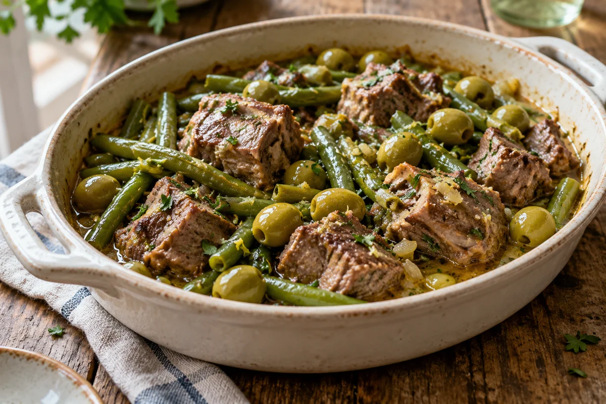 Tajine d’agneau aux haricots verts et olives
