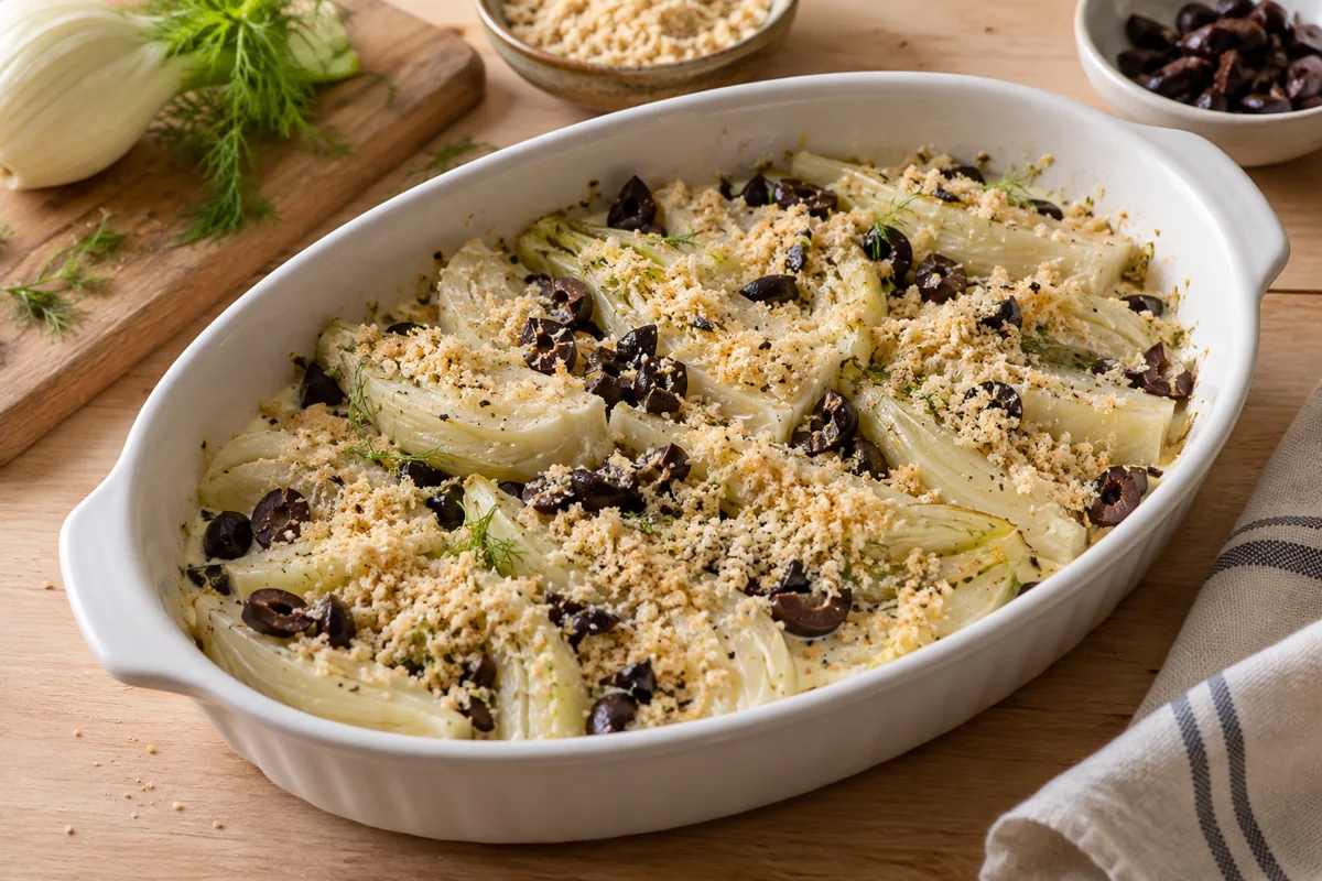 Faire la croûte pour gratin de fenouil aux olives noires