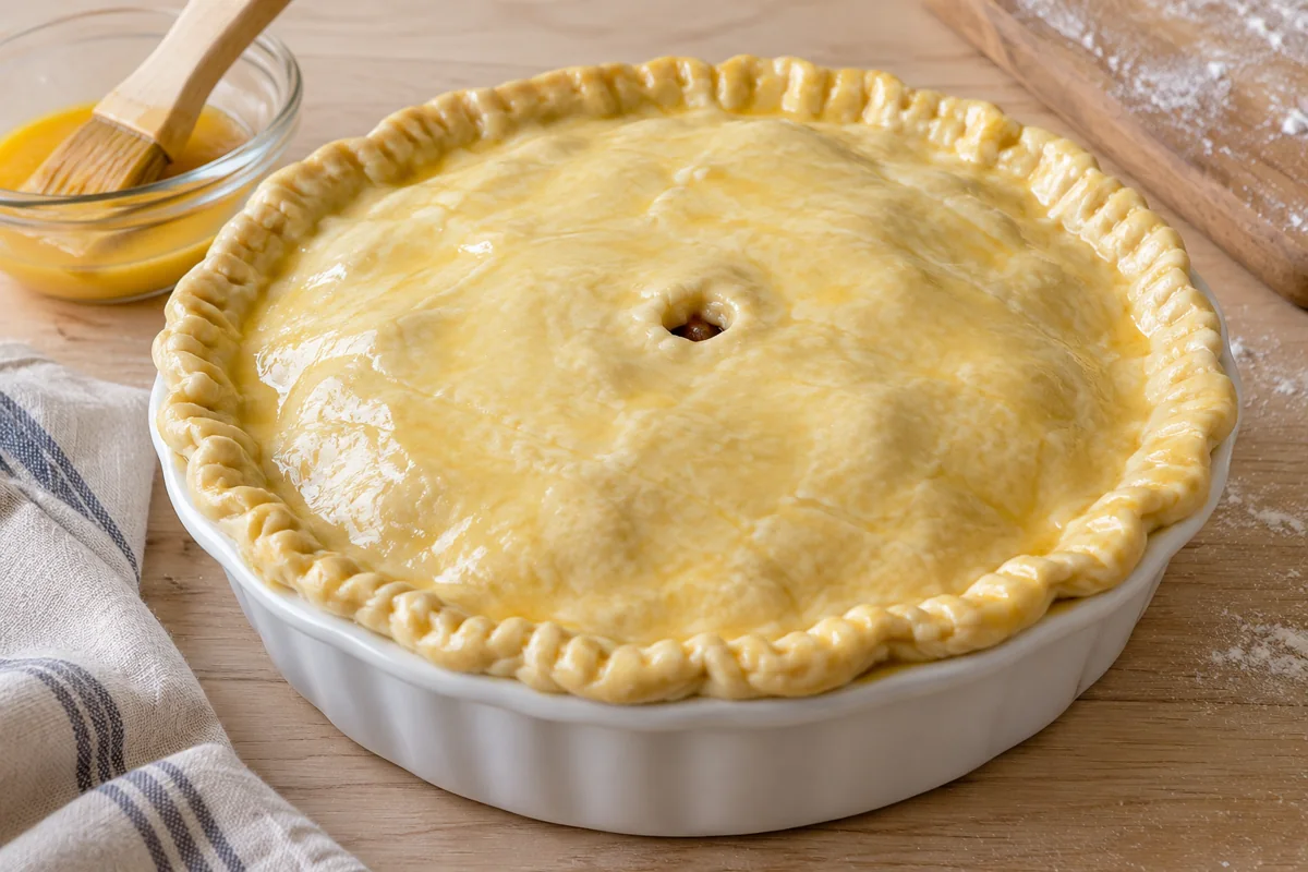 Dorer et faire une cheminée pour tourte de bœuf à la bière et aux champignons