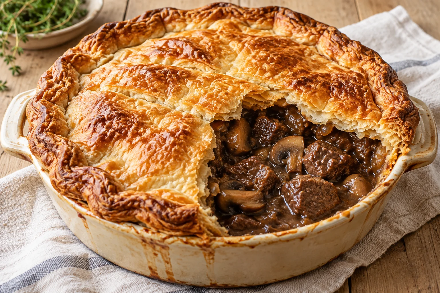 Tourte de bœuf à la bière et aux champignons