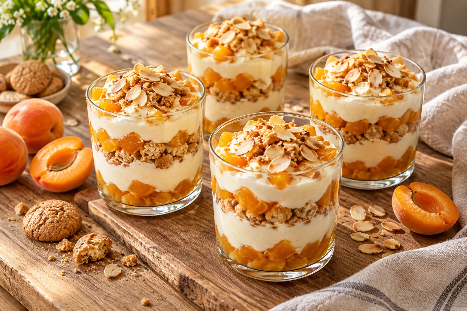 Verrines d’abricots aux amandes façon trifle