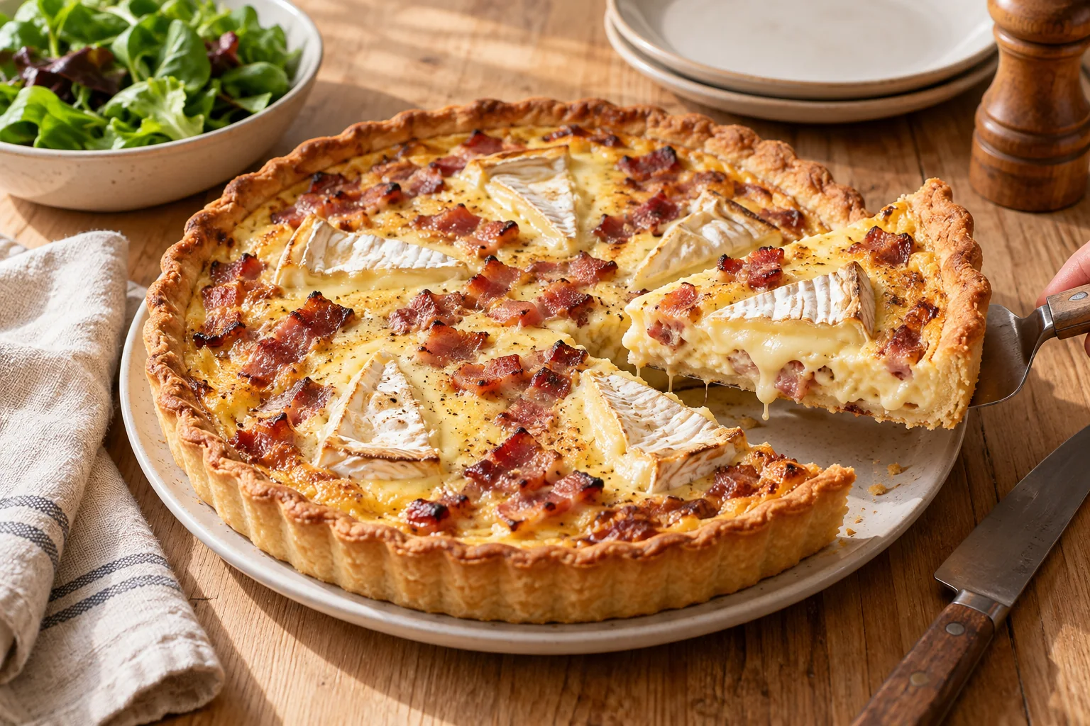 Tarte au camembert et aux lardons
