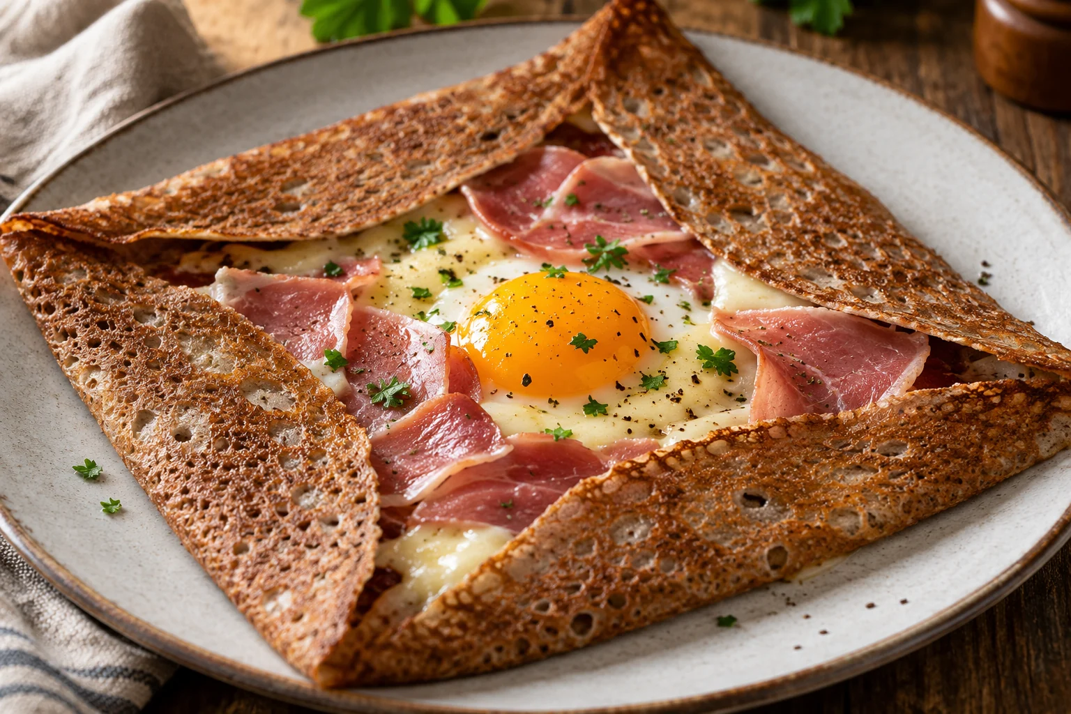 Galette complète au jambon de pays