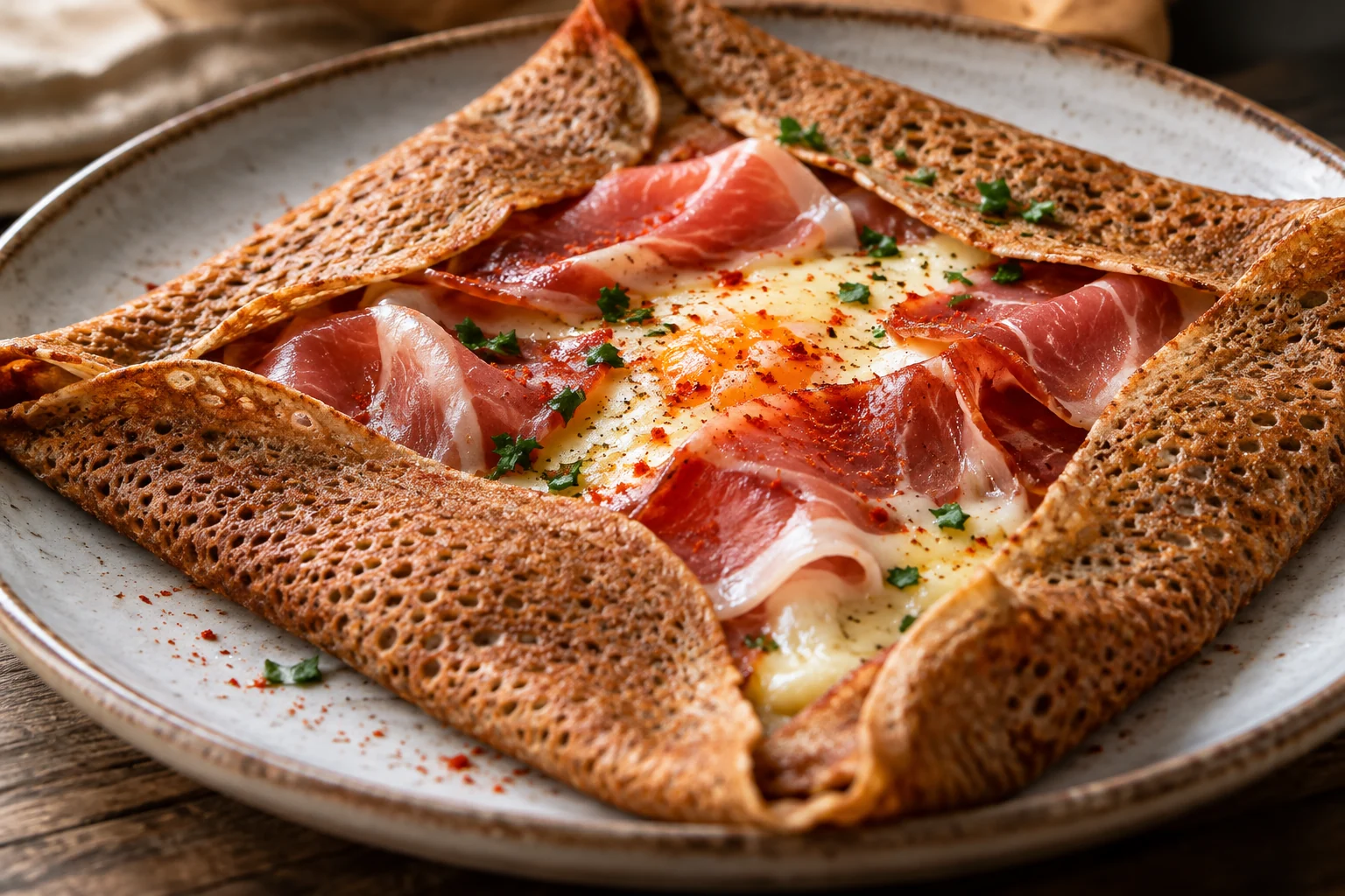 Galette jambon de Bayonne et piment d’Espelette