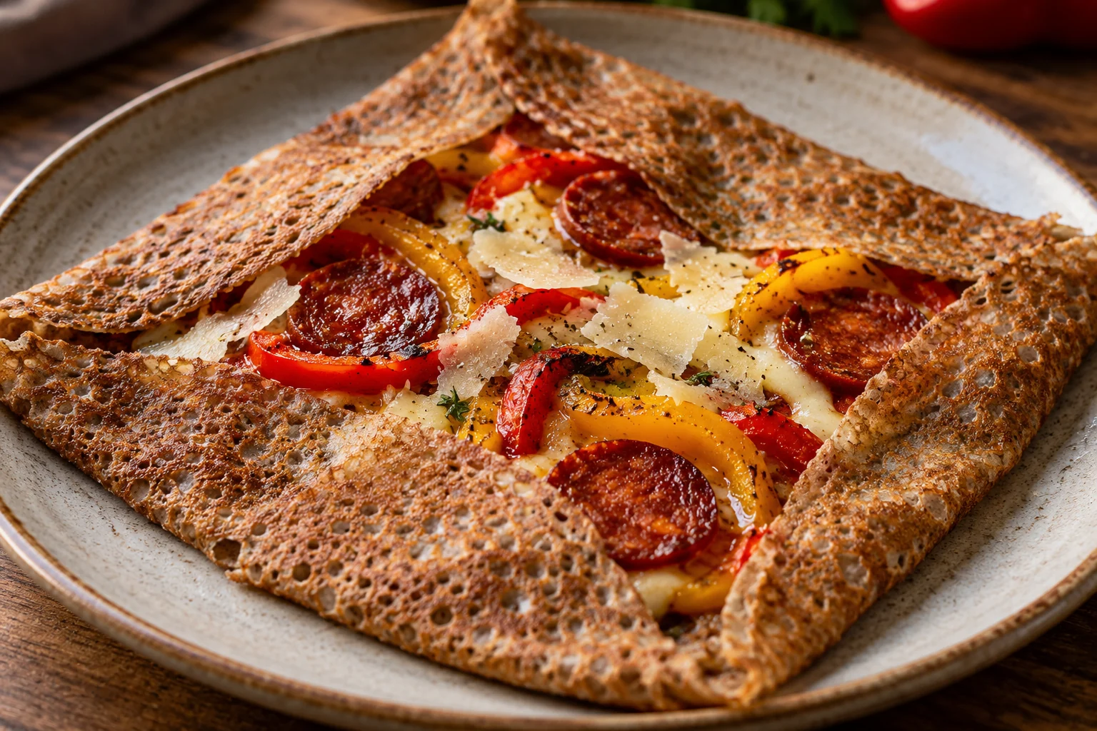Galette chorizo, poivrons et manchego