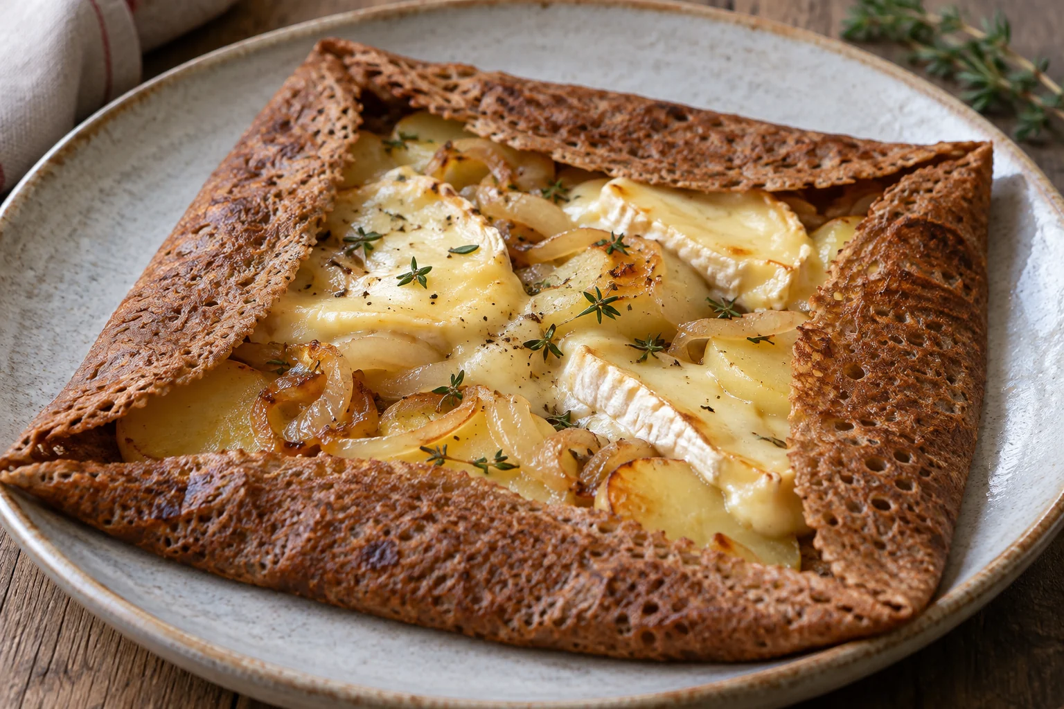 Galette reblochon, pommes de terre et oignons
