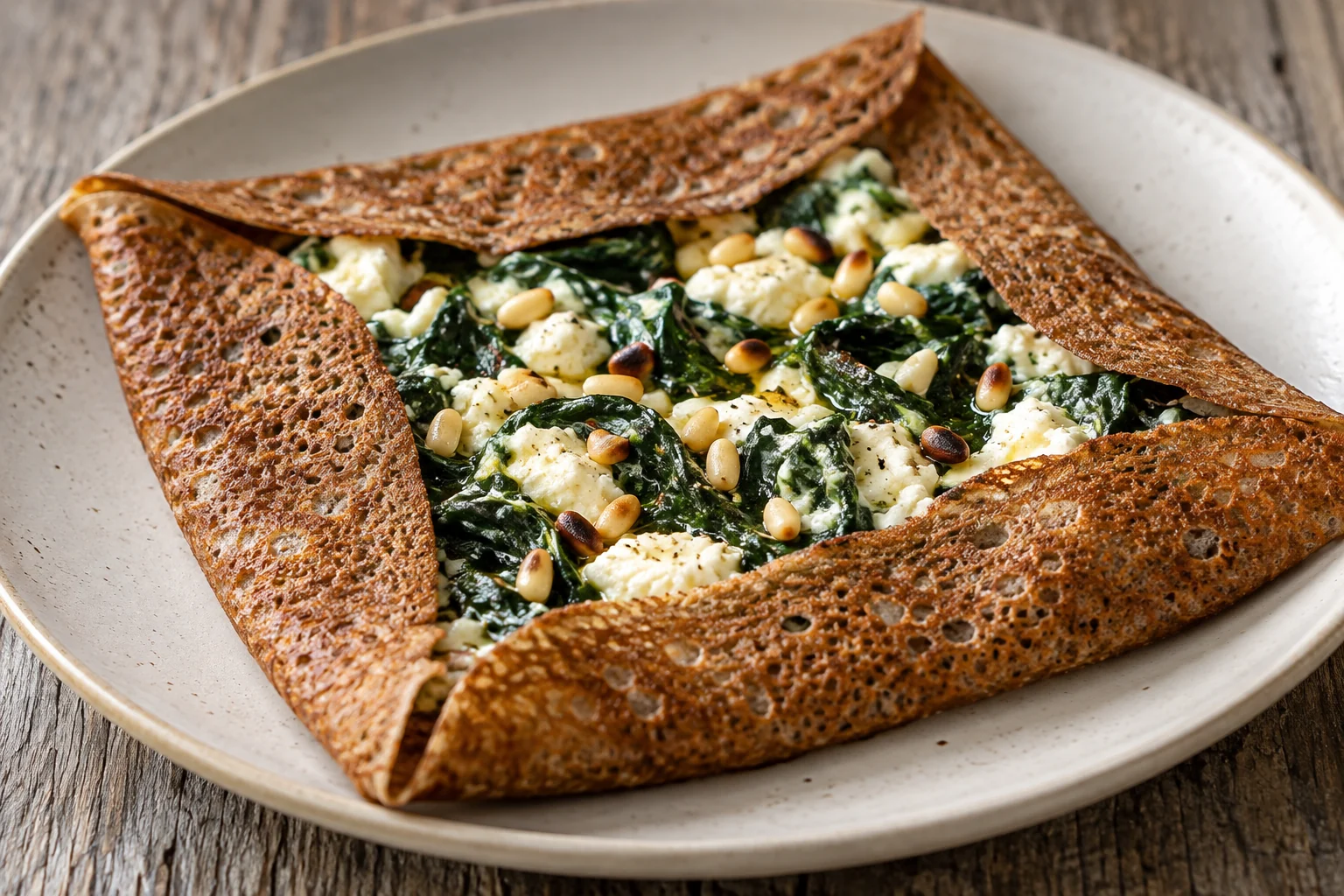 Galette épinards, ricotta et pignons