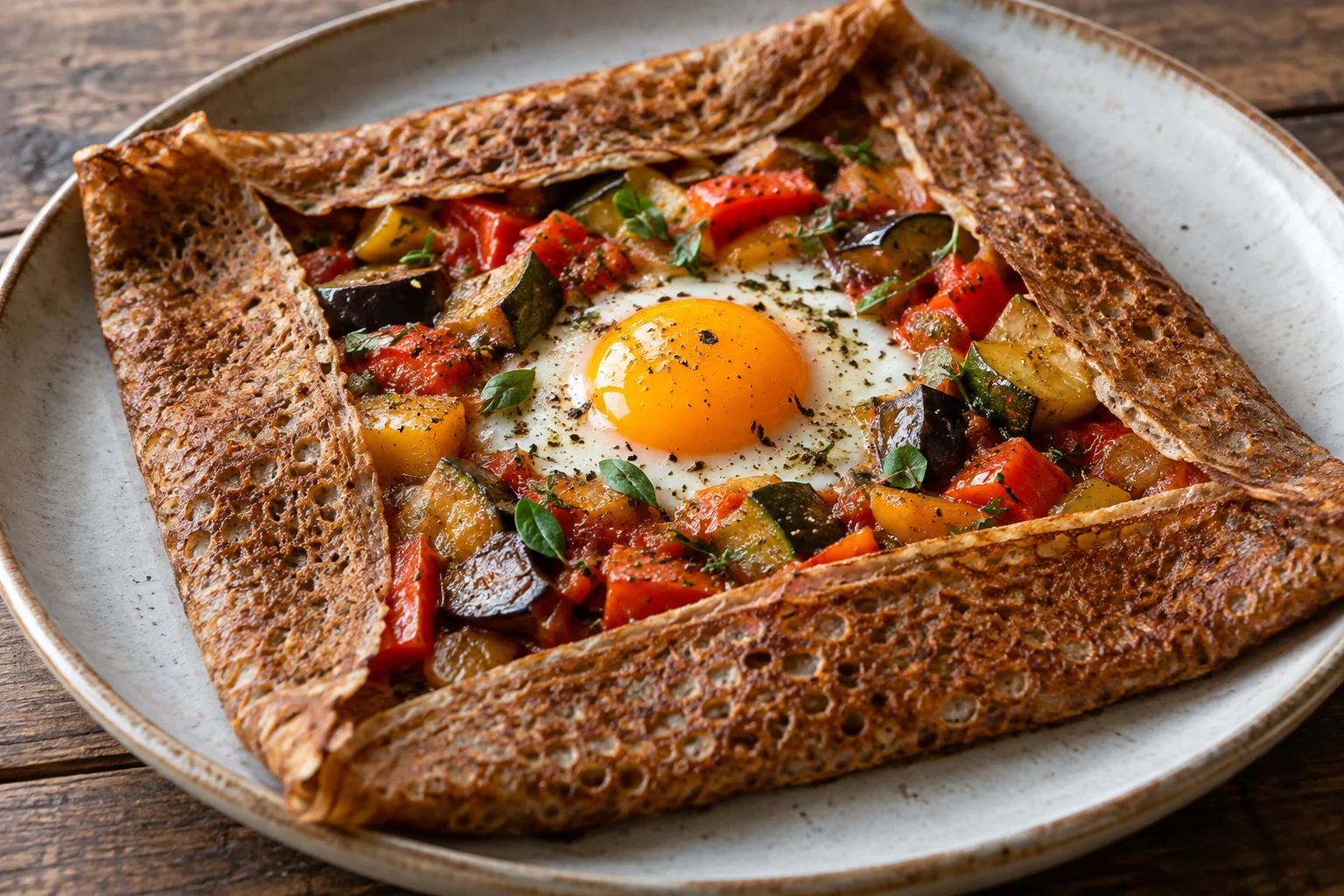 Galette ratatouille et œuf