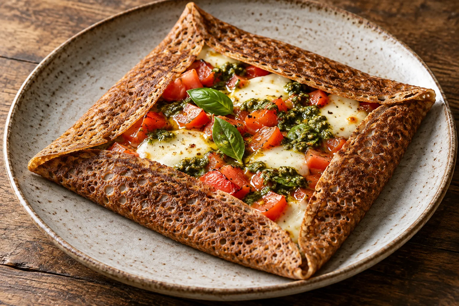 Galette tomates, mozzarella et pesto