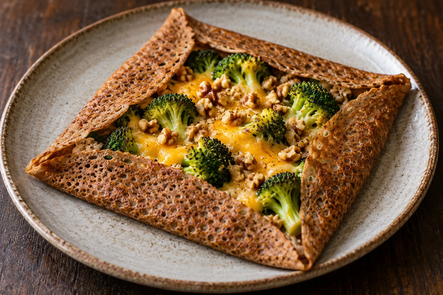 Galette brocoli, cheddar et noix