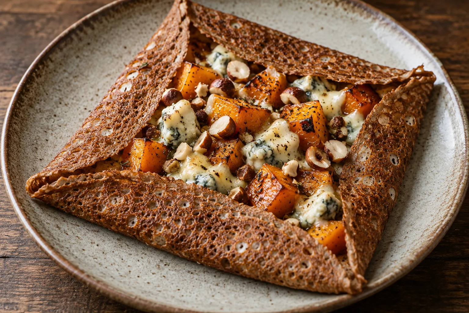 Galette butternut, bleu et noisettes