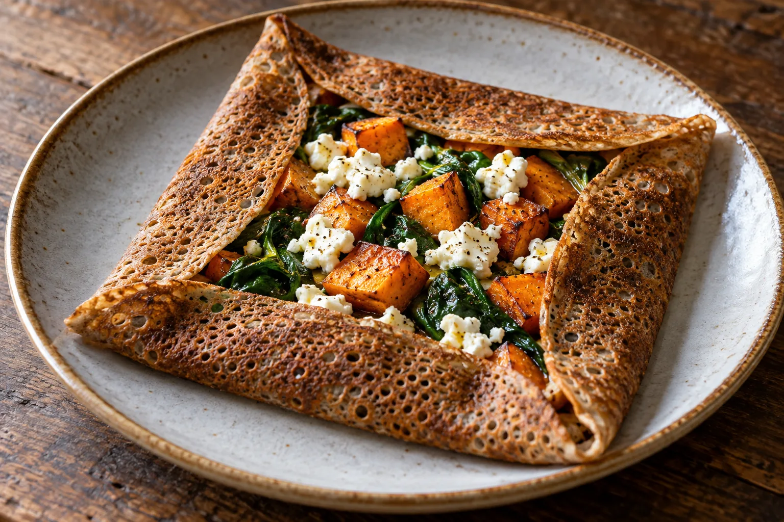Galette patate douce, feta et épinards