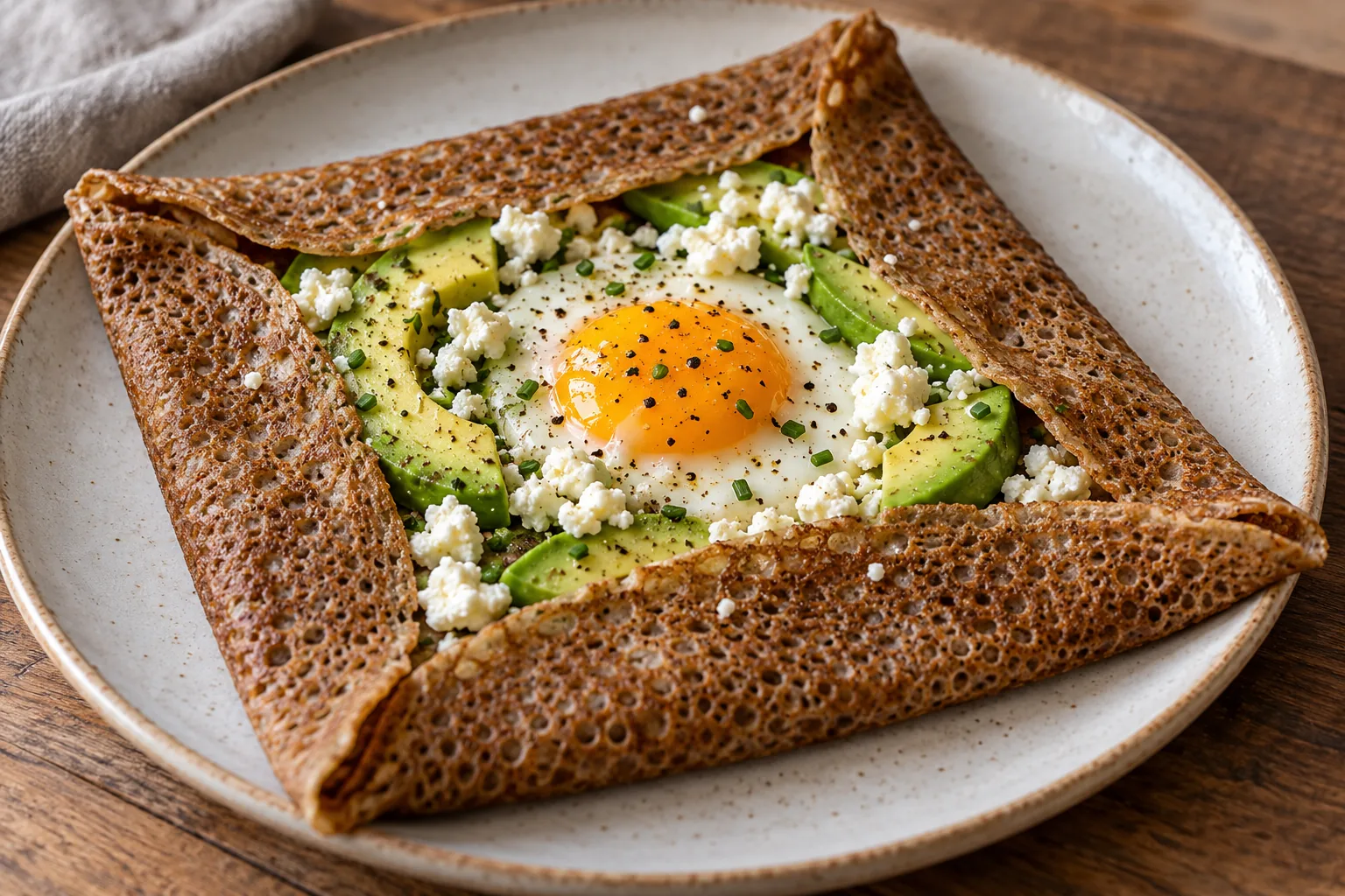 Galette œuf, avocat et feta
