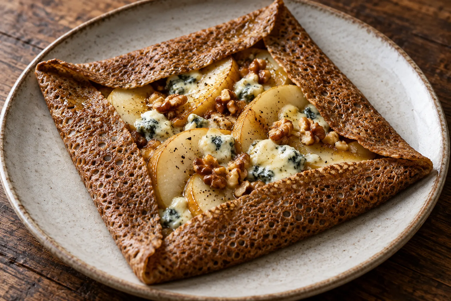 Galette poires, bleu et noix