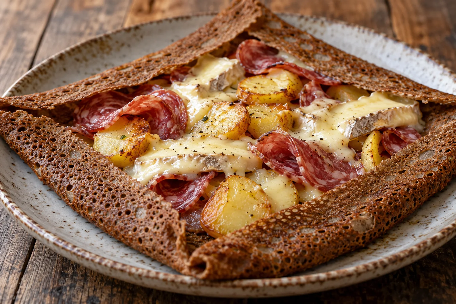 Galette rosette, pommes de terre et saint-nectaire