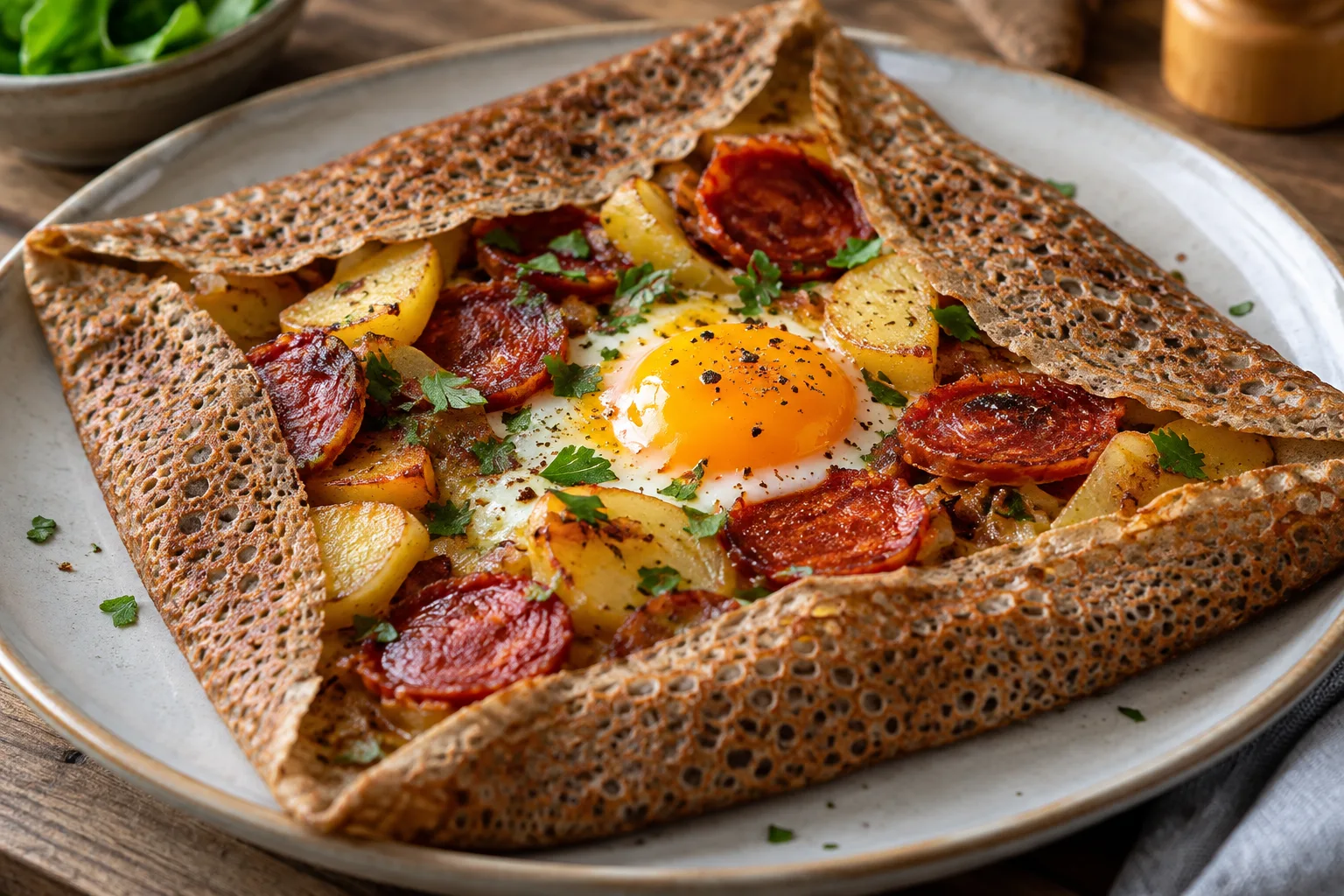 Galette chorizo, pommes de terre et œuf