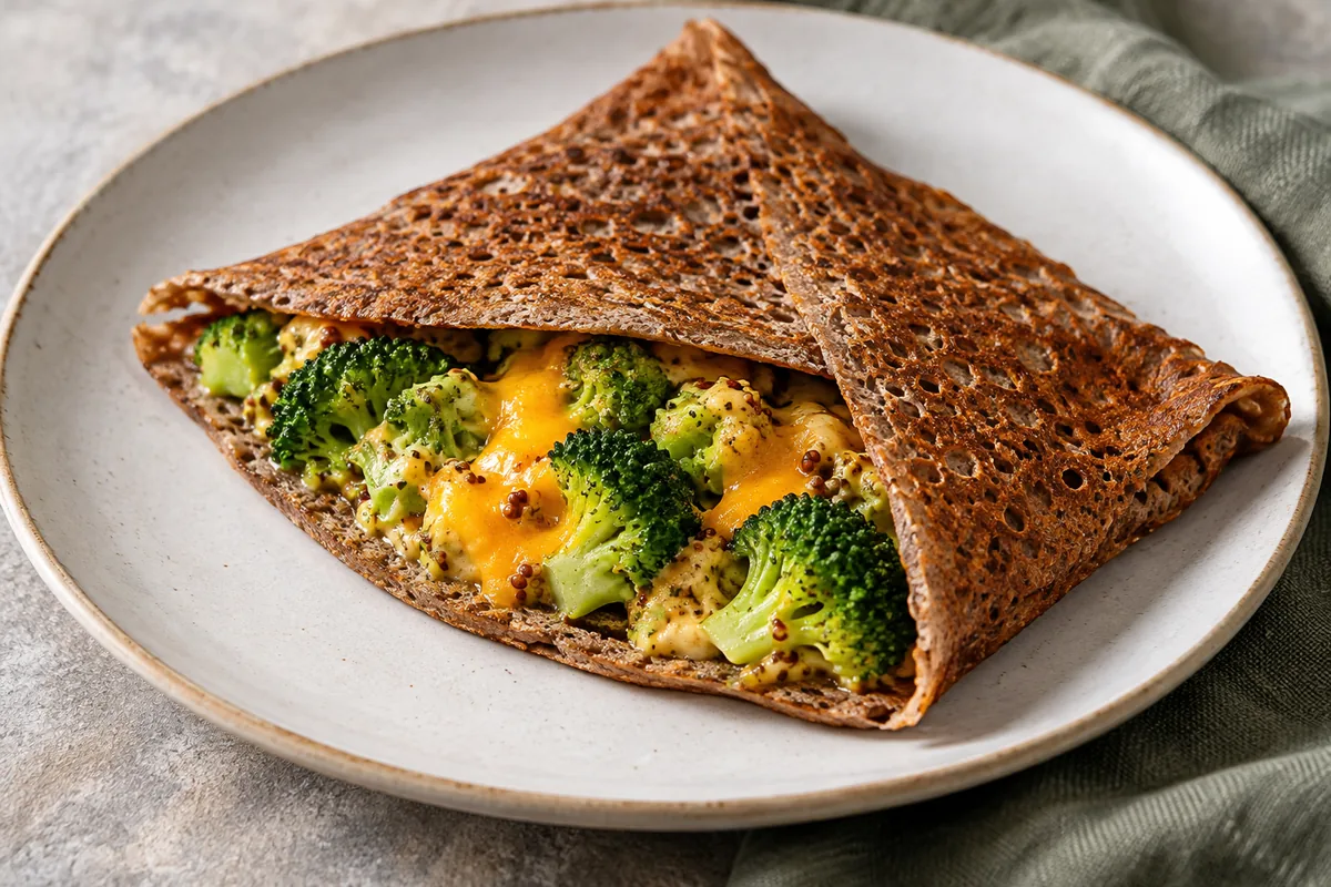 Galette brocoli, cheddar et moutarde douce
