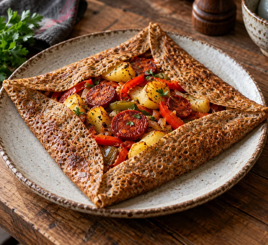 Galette chorizo, pommes de terre et poivrons